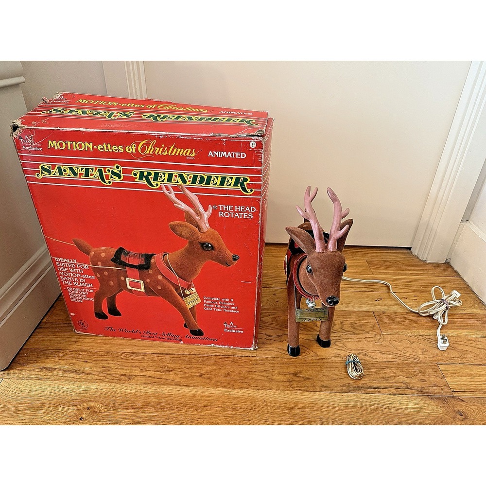 Vtg 1992 Telco MOTION-ETTES of CHRISTMAS SANTA'S REINDEER Animated Festive Decor